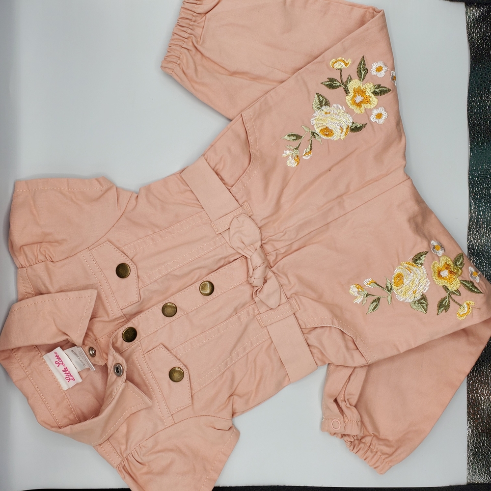 Pink Floral Embroidered Jumpsuit Size 18 Months